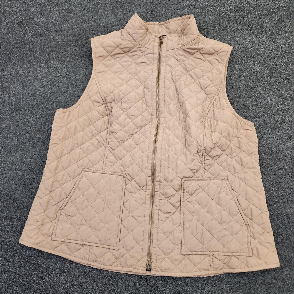 J. Jill Womens 2X‎ Tan Heritage Quilted Vest Outerwear English Countryside